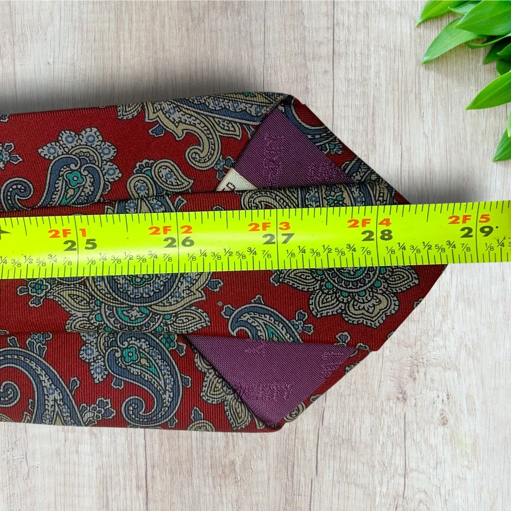 Vintage 1990's Liberty London Tie Necktie 100% Silk Red Classic Paisley